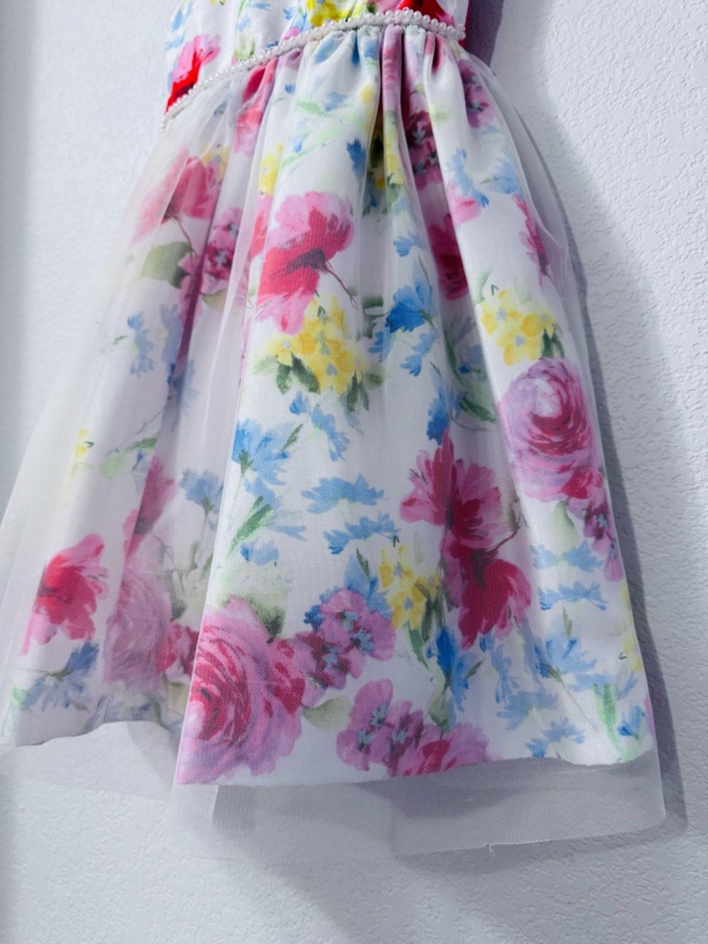 Sorbet Girl’s White Floral Sleeveless Party Dress with Multicolor Blooms. Size 6 - Picture 6 of 13